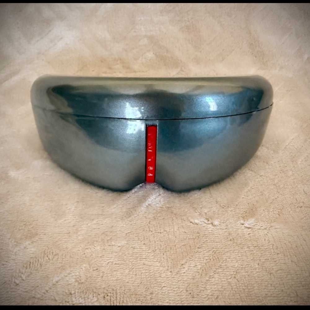 Prada Silver and Red Sunglasses Case